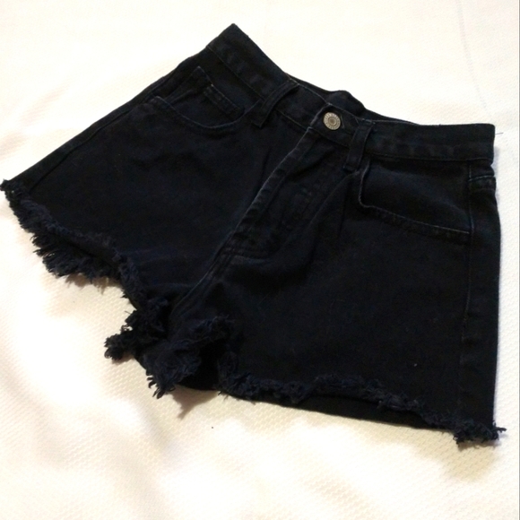 Brandy Melville Pants - Women's XS 24" John Galt cut off high waisted black denim shorts, LIKE NEW!